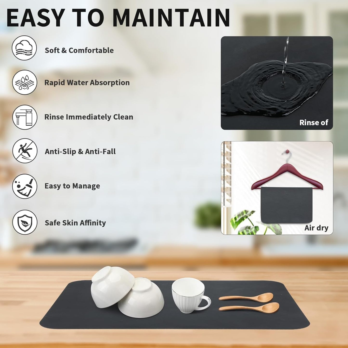 Dish wash water absorbing mat